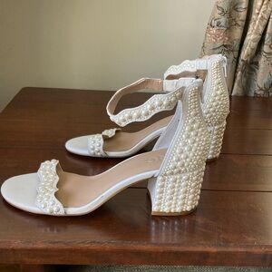INC International Concepts Pearl-Embellished Cream Heels